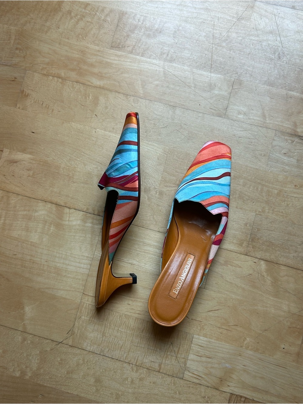 Vintage Enzo Angiolini Slip On Colorful Heels